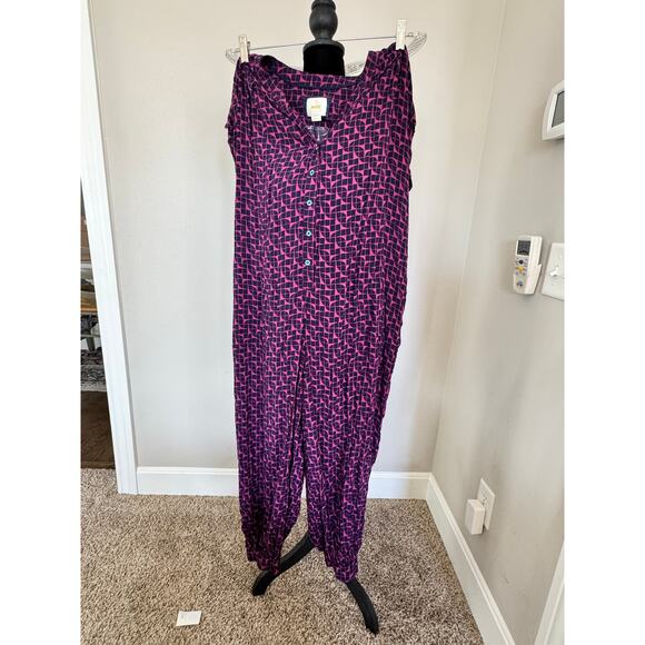 Anthropologie Maeve Karsten Jumpsuit Harem Pants Multicolor Geo Print Size Small - Picture 7 of 7